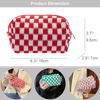 Picture of PAZIMIIK Checkered Makeup Bag for Purse Portable Zipper Make Up Pouch Small Cosmetic Case for Travel Accessories (Red)