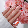 Picture of BTArtboxnails XCOATTIPS French Tip Press on Nails - Red Press On Nails Square, Valentines Long Fake Nails, 150Pcs Soak Off Soft Gel Acrylic Nail Extension in 15 Sizes