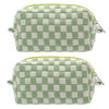 Picture of PAZIMIIK Checkered Makeup Bag for Purse Portable Zipper Make Up Pouch Small Cosmetic Case for Travel Accessories (2PCS Light Green)