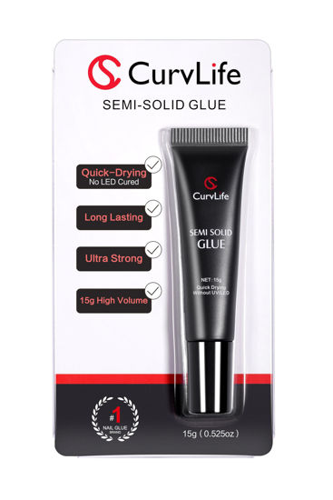Picture of Curvlife New Super Strong on Nail Glue 15g for Press On Nails Tips Quick Drying Semi Solid Nail Glue No Uv Light Needed Long Lasting Fake Acrylic Nails Kit Glue Gel