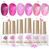 Picture of Born Pretty Jelly Pink Gel Nail Polish Milky Jelly Hot Pink Translucent Gel Polish Spring Summer Neon Pink Valentine's Day Pink Heart Gel Polish Set Nail Art Varnish Manicure Valentine's Day Gift 6PCS