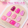 Picture of Born Pretty Jelly Pink Gel Nail Polish Milky Jelly Hot Pink Translucent Gel Polish Spring Summer Neon Pink Valentine's Day Pink Heart Gel Polish Set Nail Art Varnish Manicure Valentine's Day Gift 6PCS