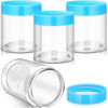 Picture of Patelai 4 Pieces Round Clear Wide-mouth Leak Proof Plastic Container Jars with Lids for Travel Storage Makeup Beauty Products Face Creams Oils Salves Ointments DIY Making or Others(Blue,4 Ounce)
