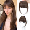 Picture of NAYOO Bangs Hair Clip in Bangs 100% Real Human Hair Extensions Brown French Bangs Clip on Hair Bangs for Women Fringe with Temples Hairpieces Curved Bangs for Daily Wear