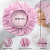 Picture of Reusable Shower Cap for Women, Large Waterproof Shower Bonnet Washable Elastic Band Bath Hair Hat for Long Hair, Braids(Black&Purple)