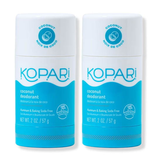 Picture of Kopari Aluminum Free Coconut Deodorant, Non Toxic & Clean Plant-Based, No Aluminum, Parabens or Baking Soda, Long Lasting Protection, Original 2 Pack