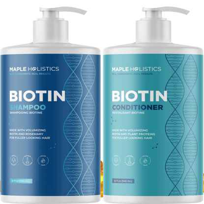 Picture of Volumizing Biotin Shampoo and Conditioner Set - Sulfate Free Shampoo and Conditioner for Dry Damaged Hair Care - Thinning Hair Shampoo and Conditioner with Nourishing Biotin and Rosemary Oil (32oz)