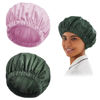 Picture of Reusable Shower Cap for Women, Large Waterproof Shower Bonnet Washable Elastic Band Bath Hair Hat for Long Hair, Braids(Green&Purple)