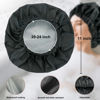 Picture of Reusable Shower Cap for Women, Large Waterproof Shower Bonnet Washable Elastic Band Bath Hair Hat for Long Hair, Braids(Black&Gray)