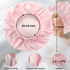 Picture of Reusable Shower Cap for Women, Large Waterproof Shower Bonnet Washable Elastic Band Bath Hair Hat for Long Hair, Braids(Pink&Green)