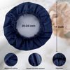 Picture of Reusable Shower Cap for Women, Large Waterproof Shower Bonnet Washable Elastic Band Bath Hair Hat for Long Hair, Braids(Black&Navy)