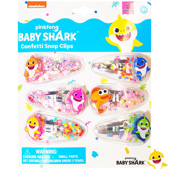 Picture of LUV HER Baby Shark Hair Clips For Girls, 6pc Cute Hair Clips With Favorite Babyshark Character Charms, Magical Confetti Hair Clips for Kids Toddler Hair Accessories Ages 3+