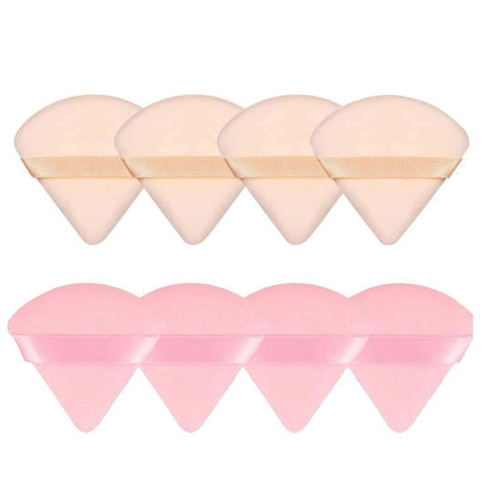 Picture of 8 Pieces Triangle Powder Puff Face Soft Triangle Makeup Puff Velour Cosmetic Foundation Blender Sponge Beauty Makeup Tools