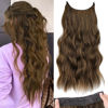 Picture of KooKaStyle Invisible Wire Hair Extensions with Transparent Wire Long Wavy Synthetic Hairpiece with 4 Secure Clips Adjustable Secret Wire Headband for Women(20 Inch Chestnut Brown)