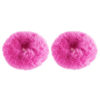 Picture of 2 PCS Hot Pink Pom Pom Hair Tie Fuzzy Scrunchies Furry Hair Bands With Faux Rabbit Fur Fluffy Elastic Hair Bobbles Ponytail Holders Girls Women Hair Accessories