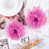 Picture of 2 PCS Hot Pink Pom Pom Hair Tie Fuzzy Scrunchies Furry Hair Bands With Faux Rabbit Fur Fluffy Elastic Hair Bobbles Ponytail Holders Girls Women Hair Accessories