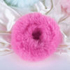 Picture of 2 PCS Hot Pink Pom Pom Hair Tie Fuzzy Scrunchies Furry Hair Bands With Faux Rabbit Fur Fluffy Elastic Hair Bobbles Ponytail Holders Girls Women Hair Accessories