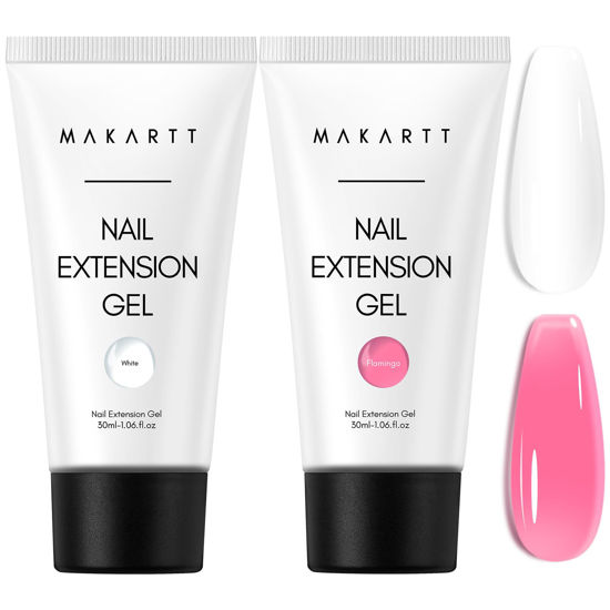 Picture of Makartt Poly Nail Gel Set: White & Hot Pink Color, Strong Builder for Extension Strengthener 3D Diy, Long-lasting for Nails French Manicures Home Salon-2PCs 30ML