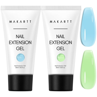 Picture of Makartt Poly Nail Gel Set: Blue & Green Gel Builder for Extension Winter Colors Nail Strengthener 3D Diy Hard Gel for Nails Manicures Home Salon-2PCs 30ML