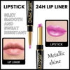 Picture of evpct 1Pcs Pink Metallic Shine Shimmer Lip Liner and Lipstick Combo Set Kit for Women, DNM Lightweight Hydrating Formula High Impact Full Coverage Lipstick and Lip Liner Makeup Stains Gloss, 19#