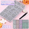 Picture of 16000Pcs Resin Rhinestones with Tweezers for Crafting, Silver 2-6mm Mixed Sizes Bedazzling Crystal with 3Pcs 10ml B7000 Jewelry Glue for DIY Crafts Clothing Tumblers Shoes Fabric Nail Art