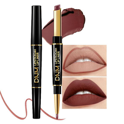 Picture of evpct 1Pcs Matte Lip Liner and Lipstick Combo Set Kit for Women, DNM Magic Neutral Lipstick 24 Hours Original Lipstick and Lips Liner Pencil Stain Gloss Makeup Long Lasting Waterproof,32# MORE TRUFFLE