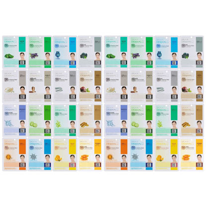 Picture of DERMAL 32 Combo Pack Collagen Essence Korean Face Mask - Hydrating & Soothing Facial Mask with Panthenol - Hypoallergenic Self Care Sheet Mask for All Skin Types - Natural Home Spa Treatment Masks