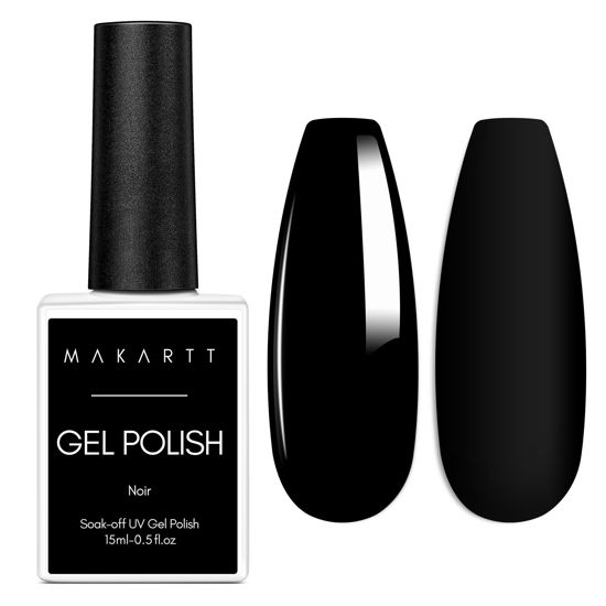Picture of Makartt Gel Nail Polish, 1 Pcs 15ml Black Gel Nail Polish for UV LED Light Noir Gel Polish Soak off By Acetone for Manicure DIY Nail Art Designs Home Salon