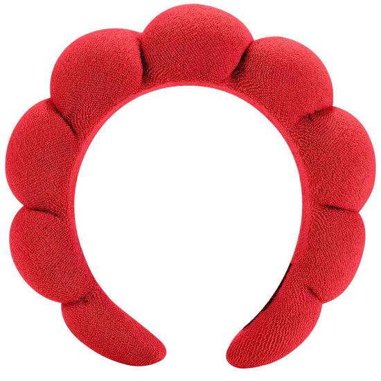 Picture of HitModa Spa Headbands for Washing Face or Facial Makeup Headbands Bubble Skincare Headbands Drunk Elephant Terry Cloth Puffy Headbands for Mask Skin Treatment