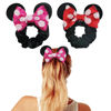 Picture of Styla Hair 2pk Mouse Ear Scrunchies for Kids Velvet Hair Bow Scrunchies for Women - Sparkle Sequins Mouse Hair Bands for Pony Tail (Red Pink Polka Dot)