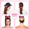 Picture of Styla Hair 2pk Mouse Ear Scrunchies for Kids Velvet Hair Bow Scrunchies for Women - Sparkle Sequins Mouse Hair Bands for Pony Tail (Red Pink Polka Dot)