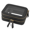 Picture of Prite Clear Makeup Bags Double Layer Cosmetic Bags with a Separate Brush Compartment Travel Makeup Bag for Women Travel Accessories Organizer for Purse(Black)
