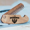 Picture of Enjoy The Wood Beard Comb for Men, Folding Pocket Beard Accessories for Men, Engraved Walnut Wooden Comb for Moustache, Beard & Hair - Perfect Gift For Him (Gift for Him (Skull)) (Model BM)