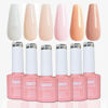 Picture of FZANEST Builder Gel Nail Kit, 6pcs*7.5ml Soft Builder Gel in a Bottle For Nails, Nail Strengthener Extension Gel with Jelly Natural Nude Pink Colors, UV Gel Nail Polish Soak Off