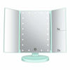 Picture of Flymiro Tri-fold Lighted Vanity Makeup Mirror with 3x/2x Magnification,21 LEDs Light and Touch Screen,180 Degree Free Rotation Countertop Cosmetic Mirror,Travel (Green)