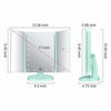 Picture of Flymiro Tri-fold Lighted Vanity Makeup Mirror with 3x/2x Magnification,21 LEDs Light and Touch Screen,180 Degree Free Rotation Countertop Cosmetic Mirror,Travel (Green)