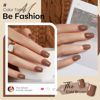 Picture of Modelones 32Pcs Fall Brown Press on Nails, Upgrade Short Square Fake Nails, Reusable Nail Kit with Nail Glue Adhesive Tabs Mini Nail File, Nails Press Ons 16 Sizes