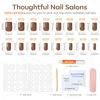 Picture of Modelones 32Pcs Fall Brown Press on Nails, Upgrade Short Square Fake Nails, Reusable Nail Kit with Nail Glue Adhesive Tabs Mini Nail File, Nails Press Ons 16 Sizes