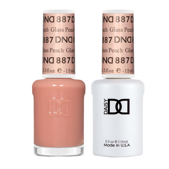 Picture of DND Gel Polish Set, Sheer Collection, UV/LED Gel Polish and Air Dry Nail Lacquer, Matching Chip-Free Polish Duo, 887 Glass Peach, 0.5 Fl Oz