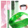 Picture of Hair Tinsel Pack of 12 Pcs Clip in Hair Tinsel 20 Inch Glitter Green Tinsel Hair Extensions, Festival Tinsel Fairy Hair Party Dazzle Hair Accessories Strands Kit(12Pcs,Fruit green#)
