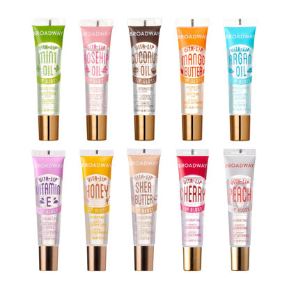 Picture of Ruby Kisses Broadway Lip Gloss Vita-Lip Clear Lip Gloss, Moisturizing, Soothing, Super Glossy with Vitamin Oil (10PCS SET)
