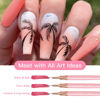 Picture of Komall Metallic Nail Art Brushes, 5Pcs Liner Brush Set, UV Gel Polish Painting Art Design Pen for Long Lines, Thin Details, Fine Drawing Sizes 4/8/12/20/25mm(Pink)