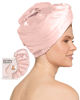 Picture of Kitsch Satin Wrapped Microfiber Hair Towel Wrap for Women - Quick Dry Towel | Microfiber Towel for Hair | Hair Drying Towel Wrap for Long Hair | Hair Towels for Women | Hair Turban Towel (Satin Blush)