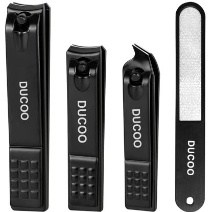 Picture of Nail Clippers for Men Women, 4 PCS Nail Clipper Set, Premium Toenail Clippers, Fingernail Clipper, Ultra Sharp Toe Nail Clippers, Nail Cutter, Finger Nail Clippers Adult, Nail Clippers for Women-Black