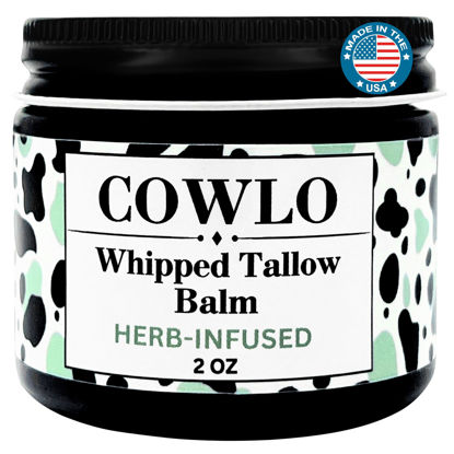 Picture of Handmade Whipped Tallow Balm (Unscented/Herb-Infused) - Organic Body Butter with Infused Olive Oil for Skin, Face, Eczema, Rosacea, Baby - 2oz