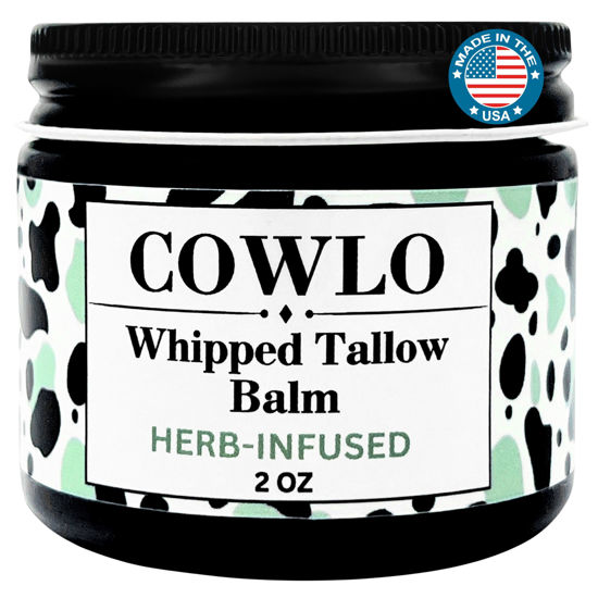 Picture of Handmade Whipped Tallow Balm (Unscented/Herb-Infused) - Organic Body Butter with Infused Olive Oil for Skin, Face, Eczema, Rosacea, Baby - 2oz