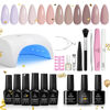 Picture of Beetles Gel Nail Polish Kit with Uv Light Base Gel Top Coat, 6 Colors Nude Neutral Gel Polish Starter Kit, Soak off Led Gel Polish Set DIY Manicure Home Nail Essentials Gift for Girls Women