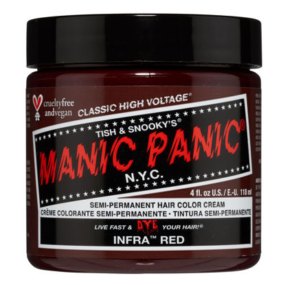 Picture of MANIC PANIC Infra Red Hair Dye - Classic High Voltage - Semi Permanent Deep Dark Mahogany Red Hair Color - Vegan, PPD & Ammonia Free (4oz)