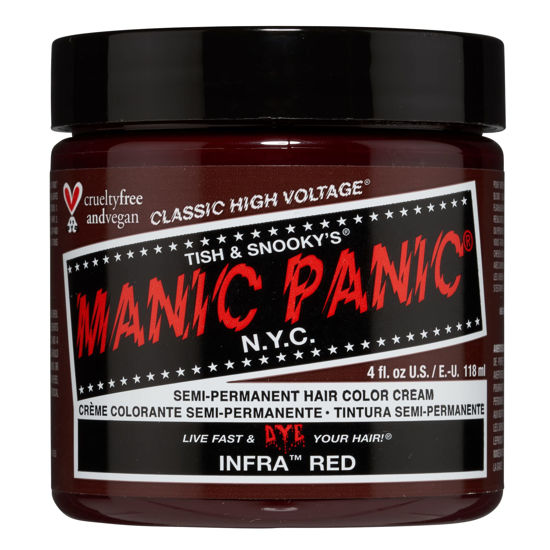 Picture of MANIC PANIC Infra Red Hair Dye - Classic High Voltage - Semi Permanent Deep Dark Mahogany Red Hair Color - Vegan, PPD & Ammonia Free (4oz)