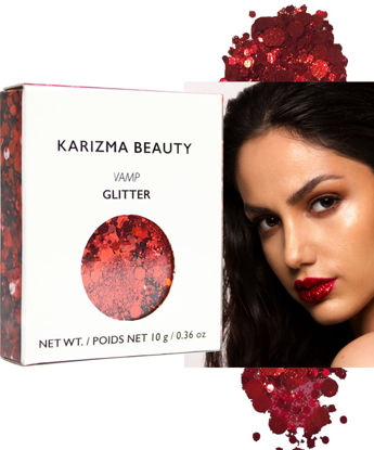 Picture of KARIZMA Vamp Glitter. 10g Chunky Face Glitter, Hair Glitter, Eye Glitter and Red Body Glitter for Women. Rave Glitter, Festival Accessories, Cosmetic Glitter Makeup. Loose Glitter Set